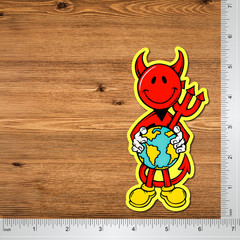 World Industries Vinyl Waterproof 3 Pack Devil Man holding Earth Stickers, 5.5″