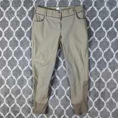Dover Saddlery Riding Pants Women Size 34 Khaki Equestrian Breeches Stretch