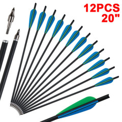 12Pcs 17″/20″/22″ Carbon Arrows OD 8.8mm Crossbow Bolts or Quiver Target Hunting