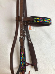 Cashel Multi-Color Beaded Browband Horse Headstall Bridle- UNUSED