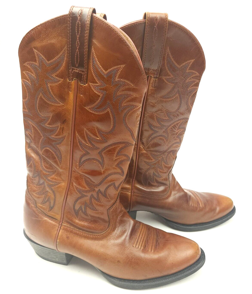 ARIAT Mens Leather Western Cowboy Boots Brown Patterned Style #34740 Size 8.5 D