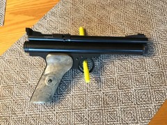 Vintage Crosman Model 150 Pellgun, .22 Cal Co2 Air Pistol, Box, Original Receipt