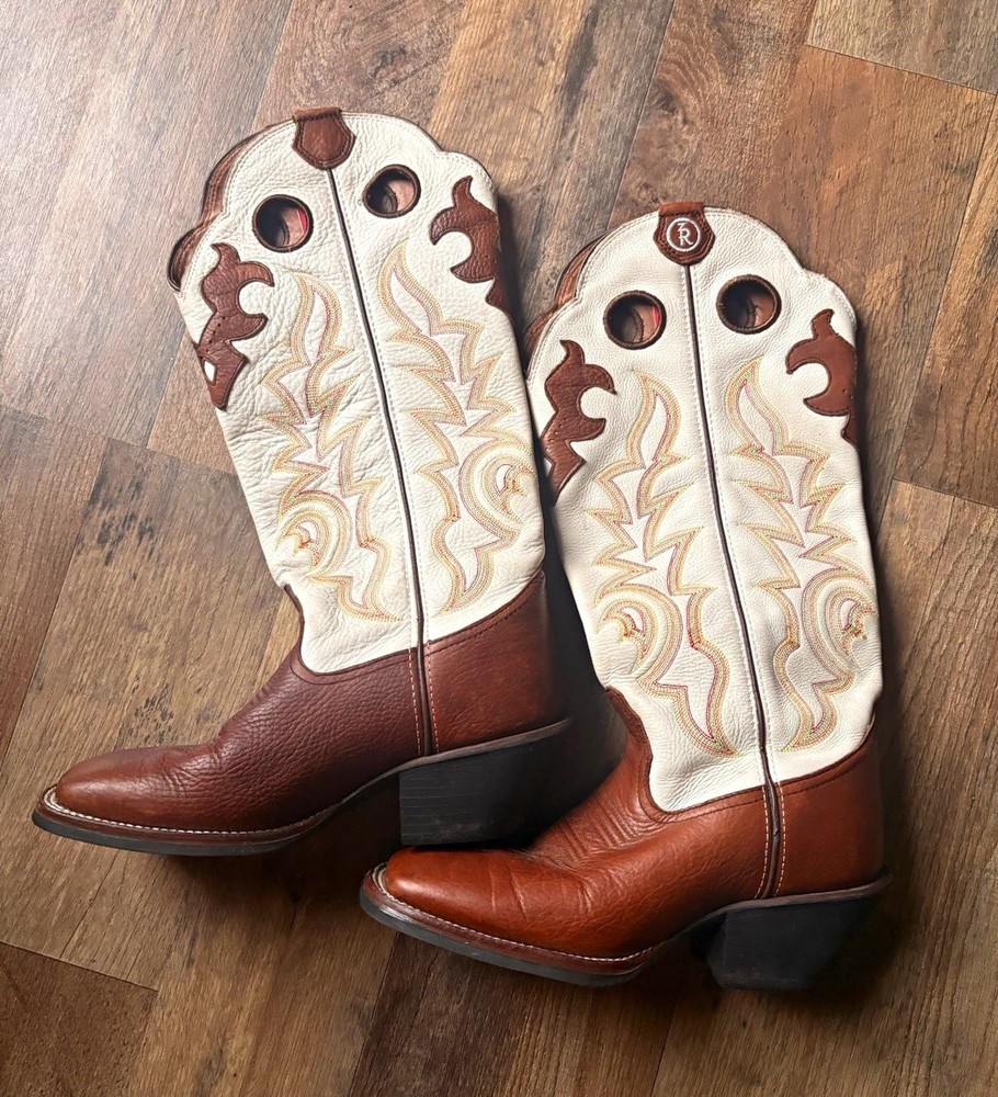 Tony Lama Women’s Western Cowboy Cowgirl Boots US 8B Brown Red Leather Stitch