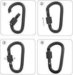 Locking Carabiner Clip D Ring Spring Snap Key Chain Hook Screw Gate Hook Travel