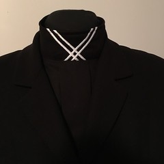 English Hunt Seat Ratcatcher Black Show Bib Dickie White Collar Embellishment