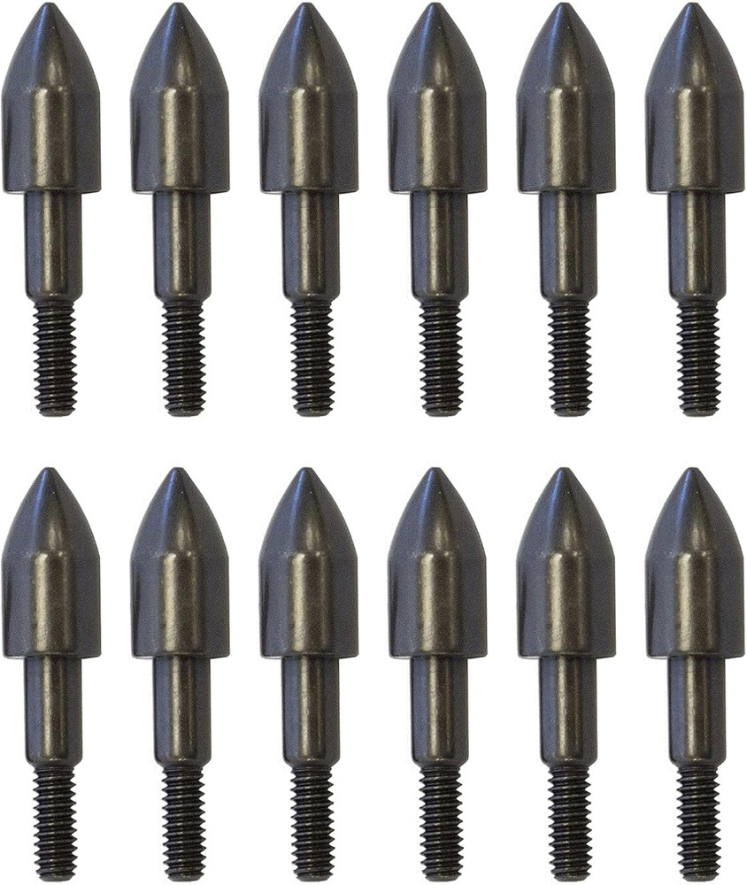 12Pcs 5/16″ Archery Field Points Screw-in Arrow Point 100 Grain Steel Field Tips
