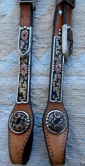 Beautiful Cowperson Tack Studded Silver Brass Copper Red Stones Horse Headstall