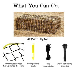 Large Round Bale Hay Net, Knotless Hay Nets for Horses Slow Feed, Heavy Duty Who