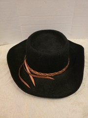 Fiesta Santa Barbara Black Wool Felt Cowboy Style Hat- Leather Decorative Bands