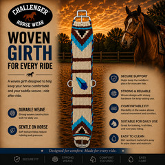 Western 15-Strand Wool Handwoven Straight Cinch Girth 97-15-Strand