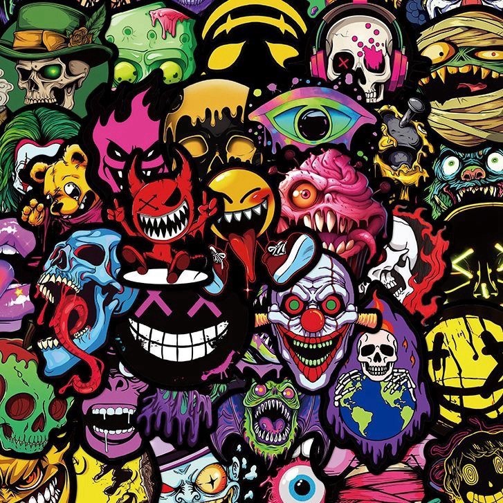 30Pcs Random Gothic Skull Ghostface Horror Ghoul Graffiti Waterproof Stickers