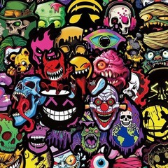 30Pcs Random Gothic Skull Ghostface Horror Ghoul Graffiti Waterproof Stickers