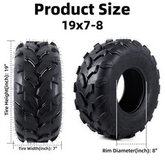 19×7-8 ATV UTV Tires – 4PR Tubeless All-Terrain Off 19×7-8 Tubeless(2-Pack)
