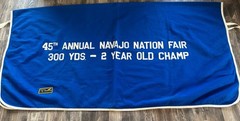 Vtg Horse Race Banner Blanket By Simco 2 Yr Old Champion 45th Navajo Nation Fair