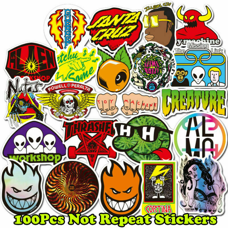 100Pcs Vinyl Skateboard Stickers Bomb Laptop Car Luggage Vinyl Decals Pack Lot