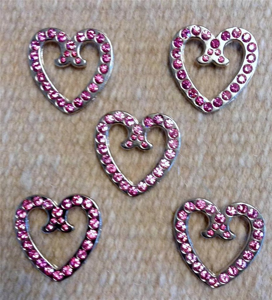 5-1.5″ Heart Shape PINK Bling Concho for Headstall spurs Chaps Saddle Craft Show