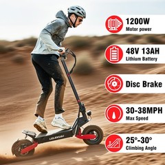 Adults Folding Electric Scooter Single Motor 1200W 48V 13AH 11″ Road Tires 38MPH