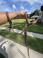 Complete English Bridle Set — Full Cheek Snaffle Bit + Leather Bridle + Braided