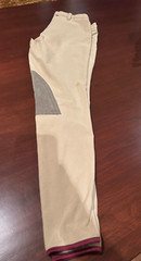 Women’s Devon Aire Beige Knee Patch Pull On Breeches Pants Size 28 M