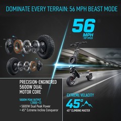 ZIPPYGO GD83 Electric Scooter 56MPH for Adult NFC Single Swing Arm Dual Drive US