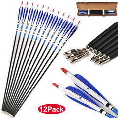 12Pcs 30″ Archery Blue Turkey Feathers Carbon Arrows Spine 500 For Bow Hunting
