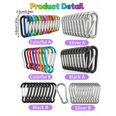 10Pcs Aluminum Carabiner Clip D Ring Set Hiking Gear Keychain Key Holder Loop US
