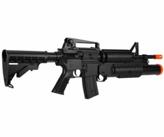 Double Eagle M813 AEG Airsoft Rifle w/ Under Barrel Spring Tri-Shot Launcher