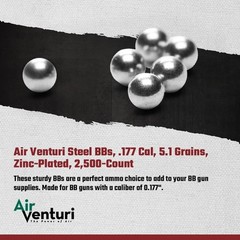 Steel BBS, 177 Cal, 5.1 Grains, Zinc-Plated, 2,500Ct,Chrome