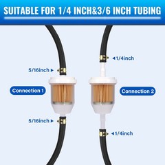 HeavyDuty Fuel Filter 1/4 Inch x 5/16 Inch 2 Pcs for Lawn Mower Engine