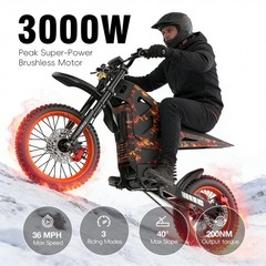 US ELECTRIC DIRT BIKE PEAK 3000W 48V 21AH OFF-ROAD BICYCLES 40MPH E-BIKE ADULT