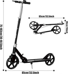 Non-Electric Scooters for Kids 8-12, Teens & Adults – Foldable Commuter Black