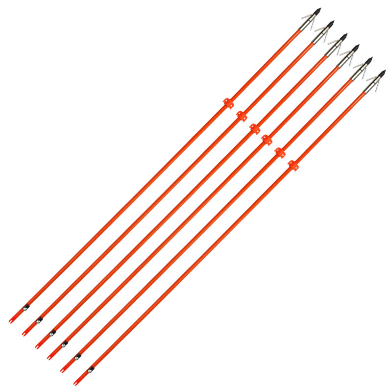 3/6/12Pcs Bowfishing Fiberglass Solid Arrows Hunting Archery with Fish Broadhead