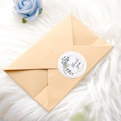 500 White 1.5in Round Self Adhesive STICKERS Greenery Frame Thank You DIY LABELS