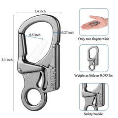 Ahiller Carabiner Clip, Double Anti-Misopening Locking Design, 3″ Zinc Alloy …