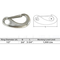 T316 Stainless Steel Gate Snap Hook 3-3/4″, 1000 Lbs WLL Marine Grade Carabiner