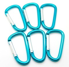 12 pcs 3″ Aluminum Carabiner Spring Belt D Clip Key Chain D Shape Teal Color