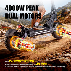 Electric Scooter Adults 4000W Dual Motor Fast 45MPH Off Road 60V 27Ah e Scooter