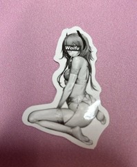 black and white lewd waifu stickers #5