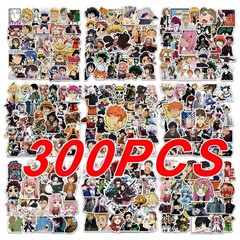 300Pcs Mixed Anime Style Sticker Pack PVC Waterproof DIY Laptop Car Skateboard