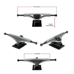 Yocaher 125mm / 5″ Skateboard Trucks – Chrome / Black (Pair of 2 )