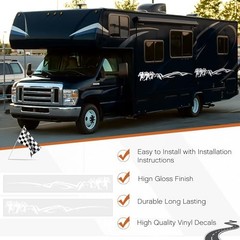 2 Pcs Horse Trailer Decals Stickers 63.5 x 8.5 Inch Self-Adhesive Car White