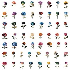 28Pcs Random Vintage Rose Dried Flowers Transparent PET Waterproof Stickers