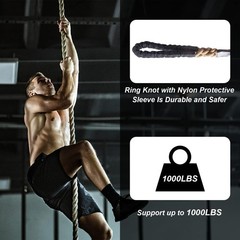 Keepark 10ft Gym Climbing Rope – Natural Hemp Rope Climbing Rope1.5 Inch in D…