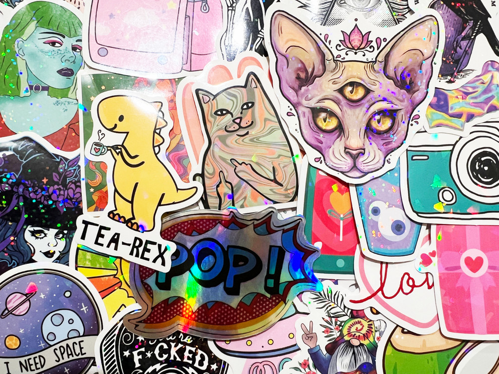 10-100 Random Holographic & Reflective Sticker Pack Rainbow Light Lot Laptops