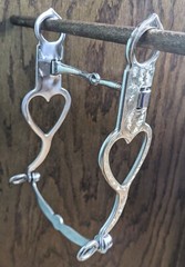 Western Silver Heart Cheek Show Bit – 5″ Snaffle Mouth – 8″ Cheek