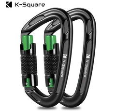 2 AutoLocking 24kN Carabiner Clips Heavy Duty Aluminum DRing Twist Lock Climbing