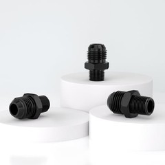 10AN Male Flare to 3/8″ NPT Black Aluminium Straight Fitting STL-10AN-3/8NPT-0