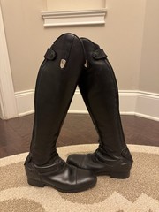 Ariat Monaco Tall Field Boots, 6B, Slim Calf, Medium Height, Black-Show Quality