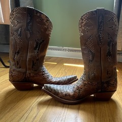 Black Jack Python Snakeskin Leather Western Cowboy Boots Men’s 8.5D Brown