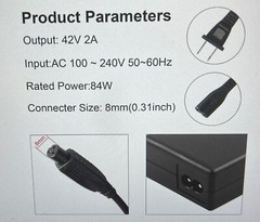 42V 2A Power Charger ,PowerFast 3-Prong Inline Connector for Sports Mod Pocket M